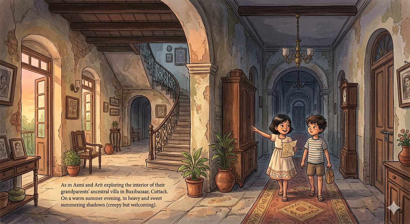 Asmi and Arit exploring their grandparents' ancestral villa in Buxibazaar, Cuttack — Backyard Ghost Stories
